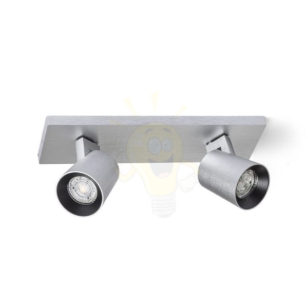 Kép KENNY II felületre szerelhető  szálcsiszolt alumínium/fekete 230V LED GU10 2x8W
