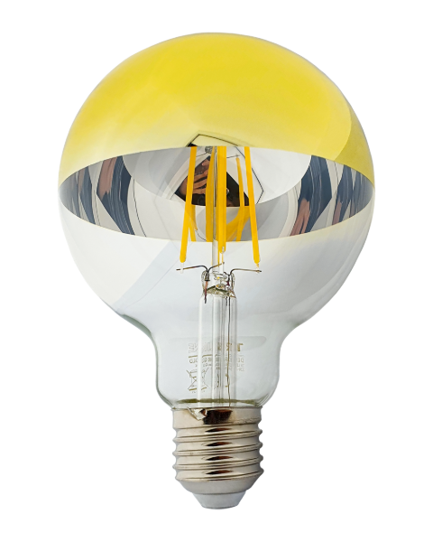 LED filament dekor izzó - tükrös arany - G95 - 8W - 4200K