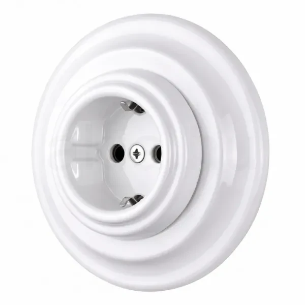 Fehér porcelán konnektor, falba süllyesztett kerettel - BONOLO